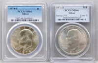 (2) Silver Eisenhower Dollars: 1971-S MS66,