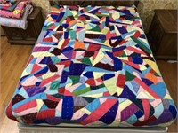 Handmade Quilt #25 Multi-color Cross-stitch Crazy