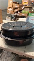 Lot of metal bowls and oven roaster pot