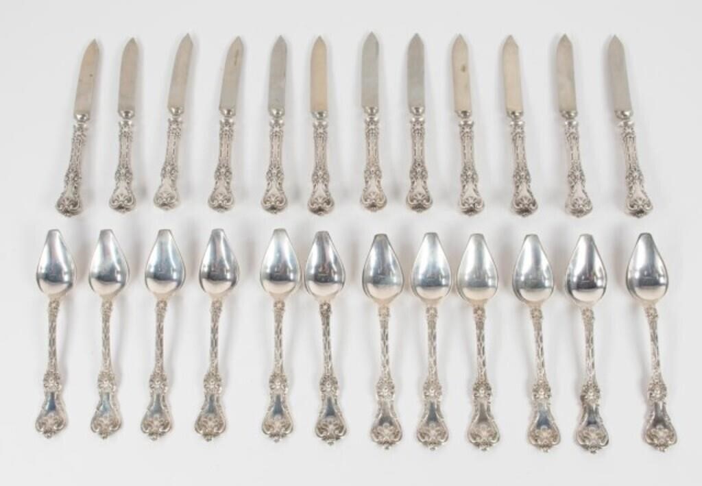 Whiting King Edward Sterling Melon Spoons, Knives