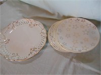 Lot of Pretty White and Gold Plates, one chip