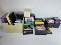 VHS cassettes, DVDs, CDS, cases