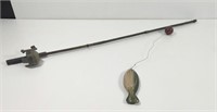 Decorative Wood Fishing rod and fish