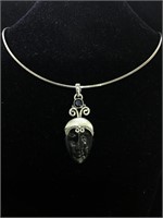 Sterling Silver Necklace with a face design and