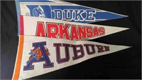 3 Vtg Collegiate Felt Pennants