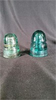 2 Blue Glass Insulators