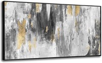 Large Abstract Wall Art Grey and White Canvas Pain