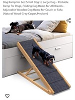 Dog Ramp, Portable,  Natural Wood-Grey Carpet,