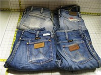 3 Wrangler & 1 Rustler Blue Jeans 31" / 32" waist