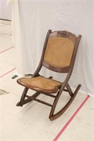 Folding Rocking Chair w/ Cane Back & Bottom