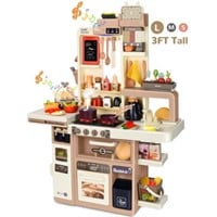 Wisairt Play Kitchen Set for Kids  3FT Tall  Light