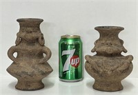Rare, vieux vases tribals genre en terracotta,