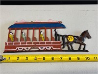 WALL HANG CAST IRON HORSE DRAWN TROLLEY PLAQUE