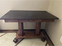 Antique Library Table-Desk w/ drawer Leather Top