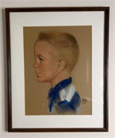 Pastel Portrait of Young Boy, Signed by Bert,