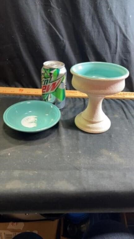 1940’s original USA pottery splatter finish teal