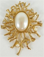 Vintage DAUPLAISE Signed Gold Tone Brooch Pin