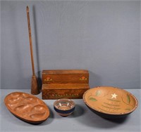 5pc. incl. Wooden Bowls & Spice Stand