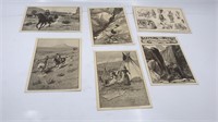 6 Vintage Postcards Harper's Western Theme