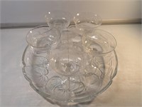Glass Serving Plate and Set of 5 Champagne Glasses