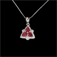 Heated Pear Red Ruby 5x4mm White Topaz 925 Sterlin