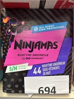 Ninjamas underwear 44 ct S/M