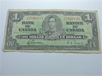 1937 Bank of Canada one dollar note