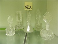 (5) Pattern Glass Cologne Bottles