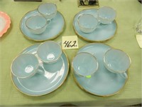 (8) Fire King Turquoise Blue Snack Sets -
