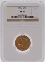 1912-S $5 Gold Indian NGC XF40