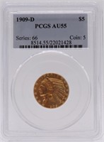 1909-D $5 Gold Indian PCGS AU55