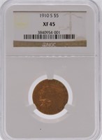 1910-S $5 Gold Indian NGC XF45