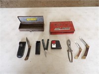 Various Knives, Tape Measure, Sockets, Misc.