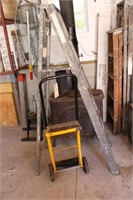 ladders, dolly and various fishing items