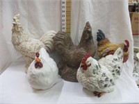 (8) Chickens/roosters. Compsoite/plastic