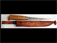 SWEDISH IPCO FILLET KNIFE W/ CARVED SHEATH