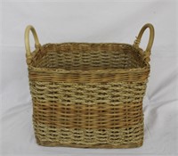 Handled wicker basket, 17 X 14 X 14.5"H