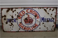 Vintage Porcelain Red Crown Gasoline Sign