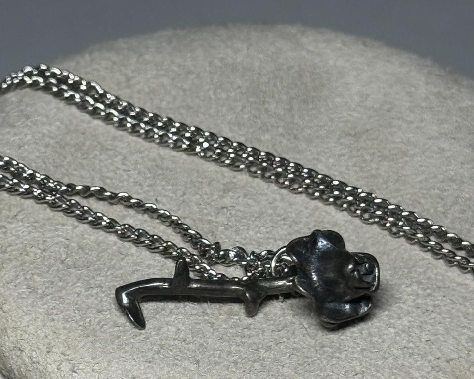 Pewter Eternal Rose Pendant With Chain!