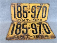 Licence Plate Pair Ontario 1924