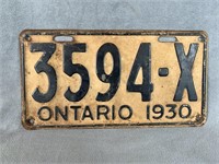 Licence Plate Ontario 1930