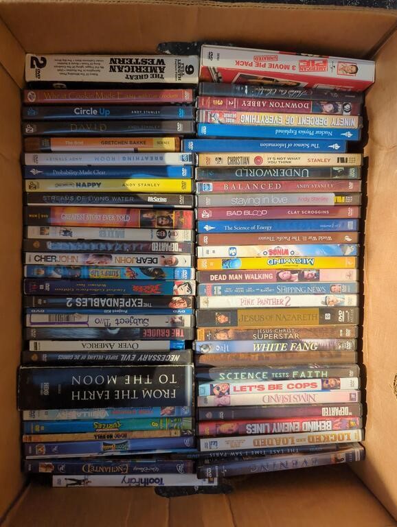 Banana box of DVDs