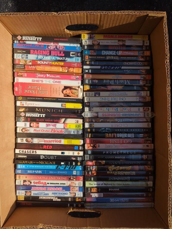 Banana box of DVDs