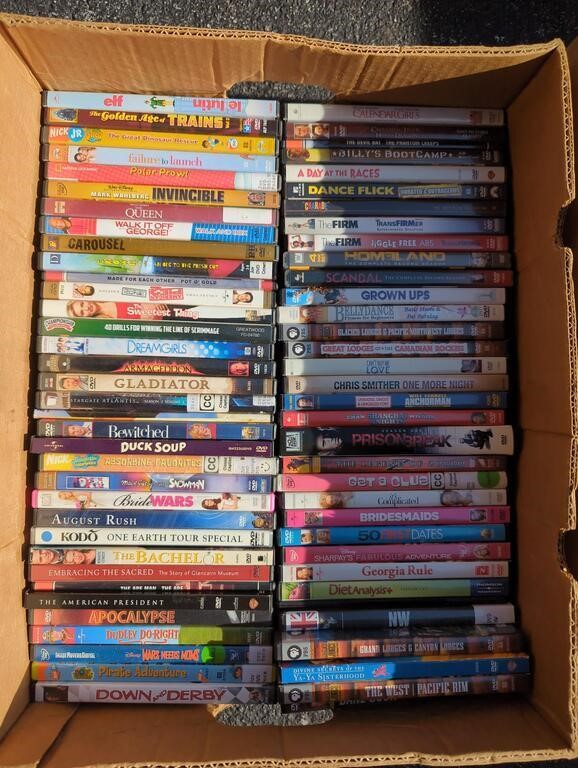 Banana box of DVDs