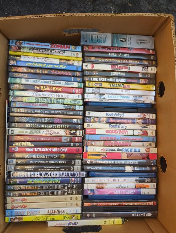 Banana box of DVDs