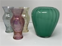 Hand Cut Crystal and Ribbed Optic Vases