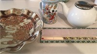 Tea Pot, Asian Inspired Dishes & Chopsticks