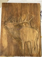 Hand Carved Elk Plaque