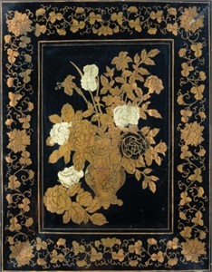 CHINESE BLACK LACQUERED PANEL