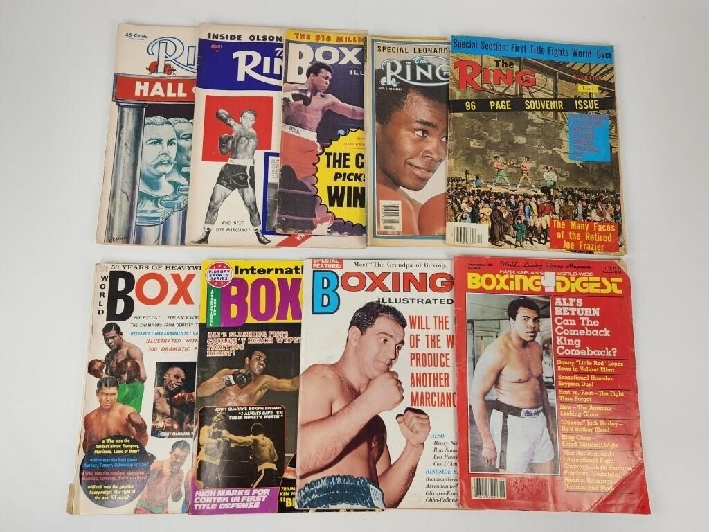 (9) VINTAGE THE RING & BOXING MAGAZINES